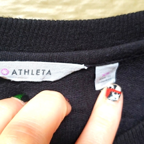 ATHLETA R&R Quilted Pullover Black Cozy CYA Sweatshirt Top Zippers XS - Picture 7 of 9